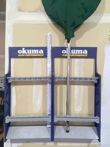 lot 323 image: Pair of Okuma Fishing Pole Racks, Fishing Net and Fish Ruler