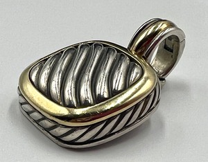 lot 14A image: David Yurman Two Tone Cable Pendant - David Yurman Sterling and 18k Pendant