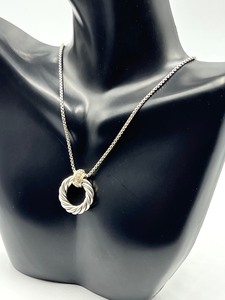 lot 15A image: David Yurman Sterling and 18k Cable Pendant