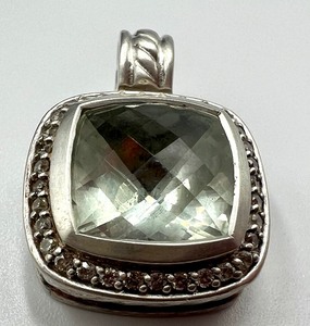 lot 12B image: David Yurman Albion Cable Pendant with Prasiolite and Pave Diamonds