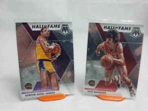Lot of 2 Panini Hall of Fame Mosaic Pete Maravich No. 294, Kareem Abdul-Jabbar No. 283