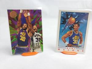 Lot of 2 Karl Malone Inserts Fleer Ultra Power 5 of 10 and FLeer 97 Illustrations 5 of 6