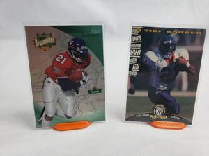 2 Tiki Barber Rookie Cards Play Football 45 and Absolute Beginnings 6
