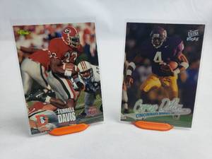 Corey Dillon Fleer Rookie Card 181 and Terrell Davis Rookie Card Classic 54