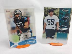 2 Luke Kuechly Rookie Cards Panini Prestige 214 and Topps PP-LK
