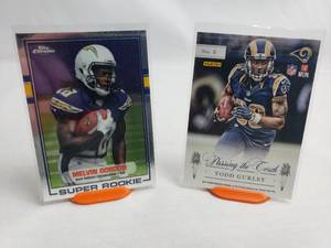 Todd Gurley with Marshall Faulk Passing the Torch and Melvin Gordon Super Rookie Topps Chrome 89-MG