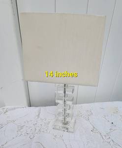 lot 61 image: Petite Glass Offset Block Table Lamp
