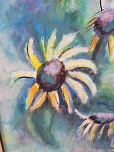 lot 55 image: Vintage Blackeyed Susan Oil Painting