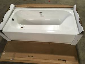 Bootzcast 60 in. Left Drain Rectangular Alcove Soaking Bathtub in White customer return review pictures