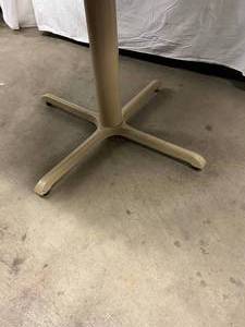 lot 39 image: Round Wood Metal Base Table - Very Sturdy