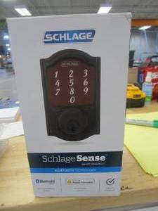 Schlage  Sense Camelot Aged Bronze Bluetooth Compatibility Single Cylinder Electronic Deadbolt Lighted Keypad Touchscreen Smart Lock