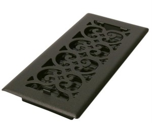 ( 2 pack X 2, 4 Total) Decor Grates 4 in. x 14 in. Black Steel Floor Register with Damper Box ST414 - NEW SOLD AS IS.