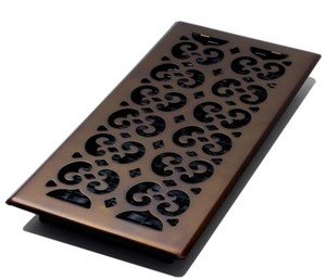 ( 2 pack ) Decor Grates 6 in. x 14 in. Scroll Rub Bronze Floor Register, SPH614-RB - NEW SOLD AS IS.