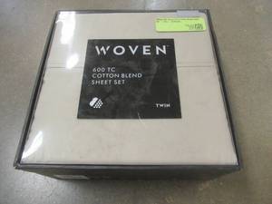 Woven 600 Thread Count Cotton Blend Sheet Set - Twin - Driftwood, NEW - SOLD AS IS.