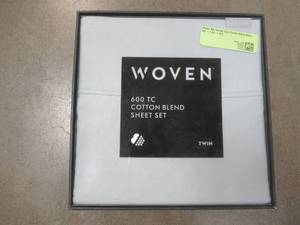 Woven 600 Thread Count Cotton Blend Sheet Set - Twin - Ash, NEW - SOLD AS IS.