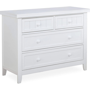 lot 26 image: DREAM ON ME Maple Double Dresser I Kids Bedroom Dresser I Four Drawers Dresser I Farmhouse Modern, French White (598-W) , 46x18x35 Inch
