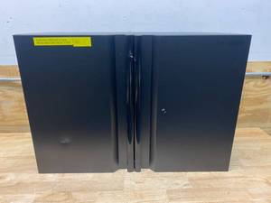 lot 102 image: HUSKY Extra Wide Heavy Duty Welded 20-Gauge Steel Wall Mounted Garage Cabinet in Black (32 in. W x 22 in. H x 14 in. D)