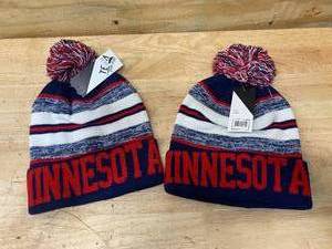 lot 99 image: Lot of 2- Minnesota Winter Pom Pom Hats (Twins Colors)