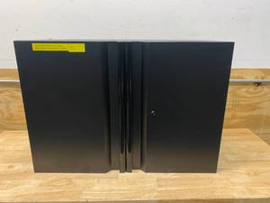 lot 103 image: HUSKY Extra Wide Heavy Duty Welded 20-Gauge Steel Wall Mounted Garage Cabinet in Black (32 in. W x 22 in. H x 14 in. D)