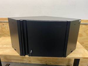 lot 104 image: HUSKY Regular Duty Welded 24-Gauge Steel Wall Mounted Corner Garage Cabinet in Black (28 in. W x 18 in. H x 28 in. D)