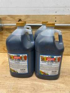 lot 120 image: HARTLEYS Lot of 4 Bottles of Multi-Use Flavored Syrup- Grape (128 ounces per bottle)