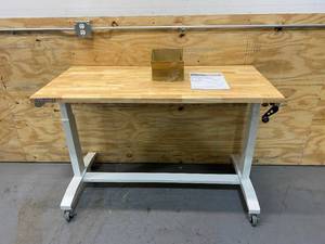 lot 126 image: HUSKY 52 in. Adjustable Height Work Table in White