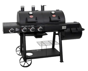 lot 149 image: CHAR-GRILLER Texas Trio 3-Burner Dual Fuel Grill with Smoker in Black