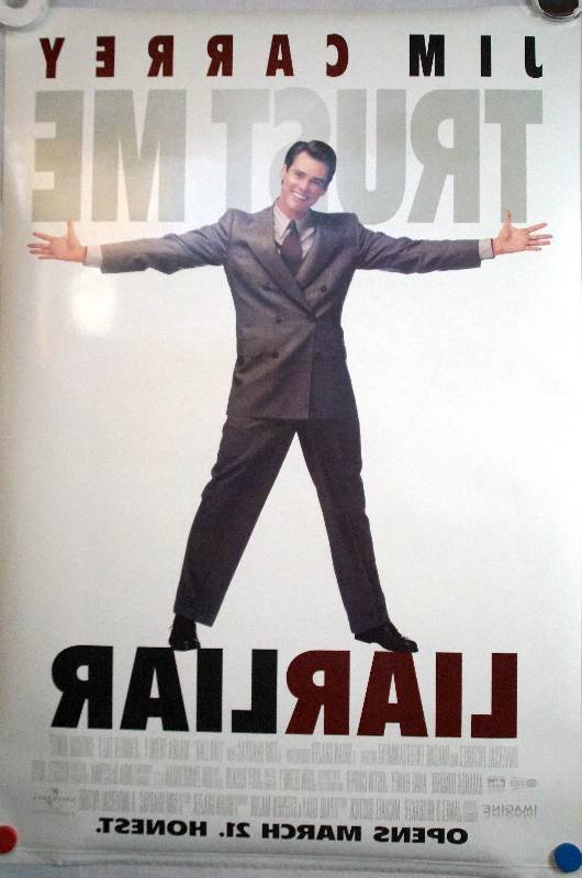 lot 15 image: Liar Liar (1996) Original Pre-Release Theater Lightbox Promo Poster