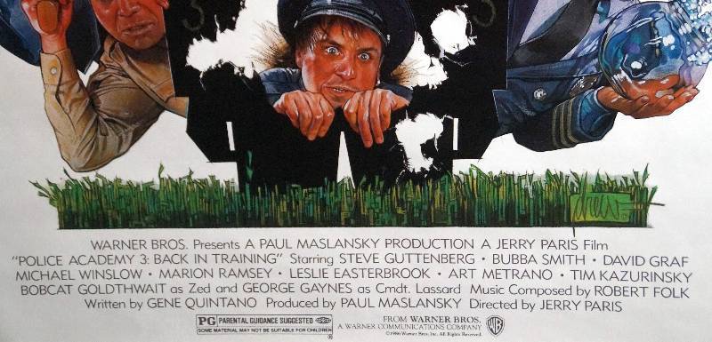 lot 34 image: Police Academy 3 Back in Training (1986) Original Theater Lightbox Promo Poster