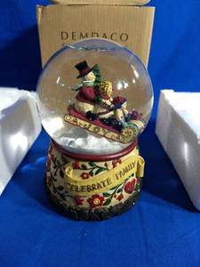 lot 83 image: Demdaco Santa Claus and Mrs Claus Snow Globe (Brand New) Celebrate Waterfall Musical will play