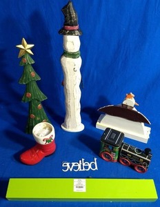 lot 54 image: Variety Assortment of Christmas Decor Items and Santa Train Tin
