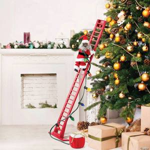 lot 20 image: Super Climbing African American Santa Animated Christmas Tabletop Decor