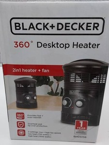 lot 33 image: Black & Decker 360 Degree Desktop Heater (Tested and Working)