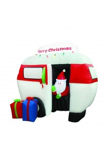 lot 48 image: 6.5 Foot Long Christmas Inflatable Camper with Santa (Tested and Working)