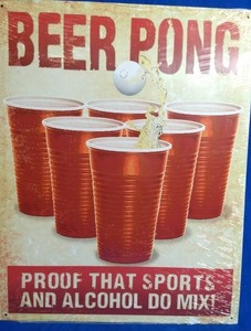lot 121 image: Beer Pong Metal Sign (Brand New)