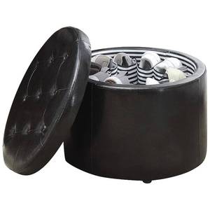 lot 141 image: Convenience Concepts Round Shoe Storage Ottoman Damage on Side
