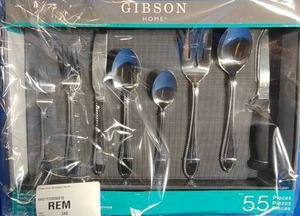 lot 156 image: Gibson Home Wilmington Plus 55-Pc. Stainless Steel Flatware Set - Service for 8