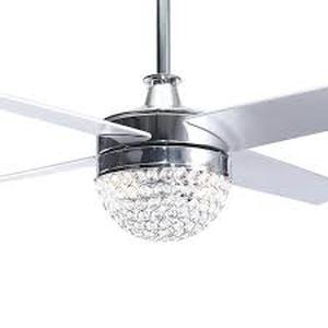 lot 20 image: matrix decor 48 in. Indoor Chrome Crystal Ceiling Fan with Light and Remote Control
