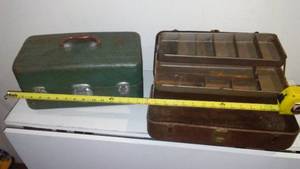 (2)  Vintage Metal Tackle Boxes.