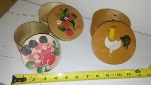 Vintage Hand Painted Nesting Wood Boxes.