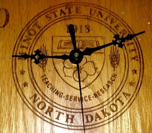 Minot State College Oak Clock.