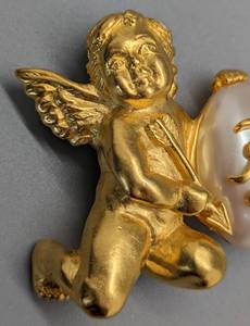 Vintage Karl Lagerfeld Gold Tone Cherub Brooch