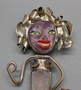 Whimsical Artist Designed Sterling Silver BroochPendant