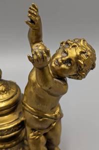 Antique Brass Cherub Inkwell