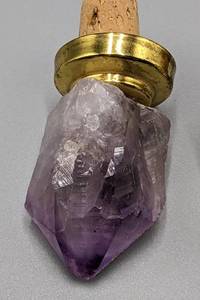Latticino Glass and Stone Topped Bottle Stoppers