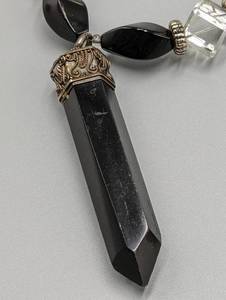 Pair of Black Beaded and Stone Necklaces