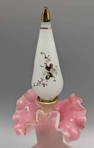 Hand Painted Opalescent Pink Glass Vase