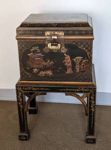 Amazing Painted Chinoiserie Box and Stand