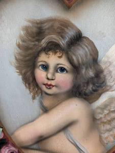 Painted Wood Cherub Wall Hanging by Bonnie Barrett