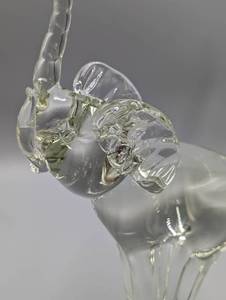 Pair of Clear Hand Blown Glass Elephant Sculptures